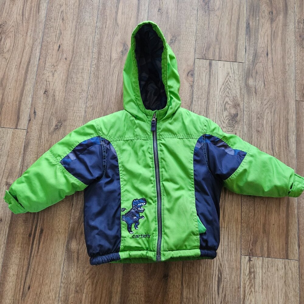 Carter's 3T Boys Blue and Green Dinosaur Winter Jacket